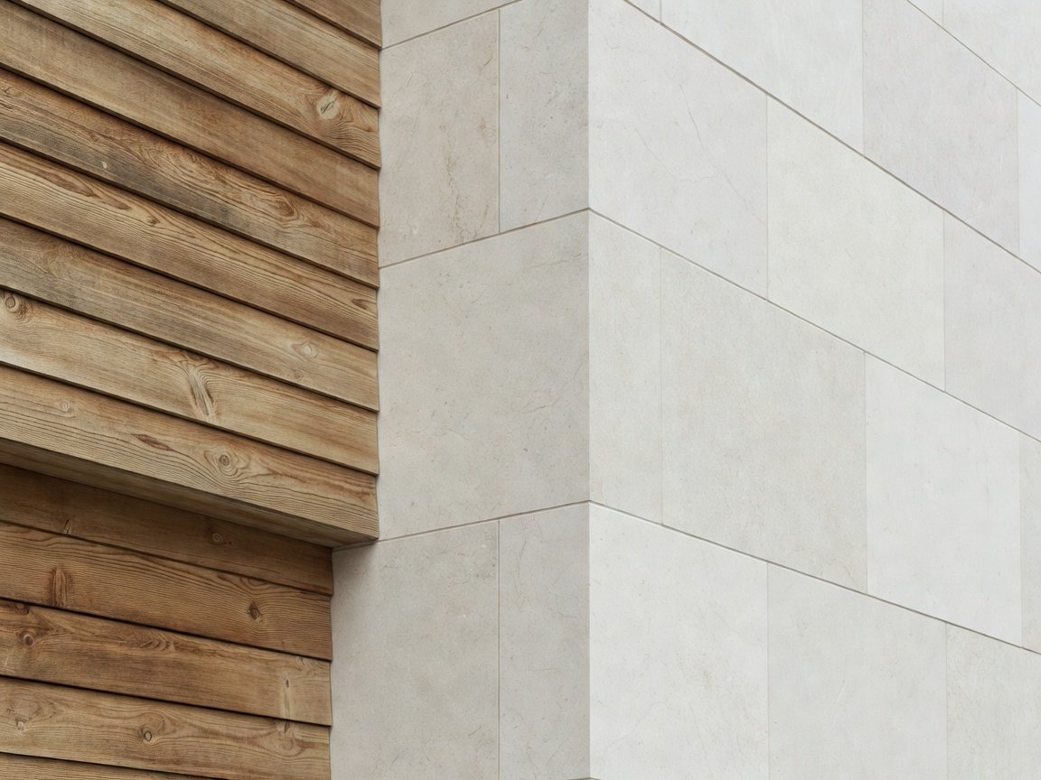 Architectural detail showing natural timber and pale stone surfaces